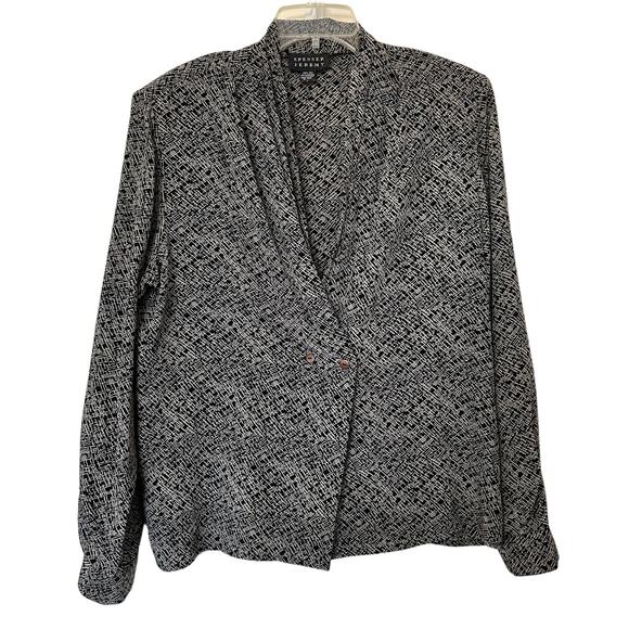 Vintage Spenser Jeremy Thin Lightweight Silk Jacket Black Beige Size Large - Picture 9 of 9